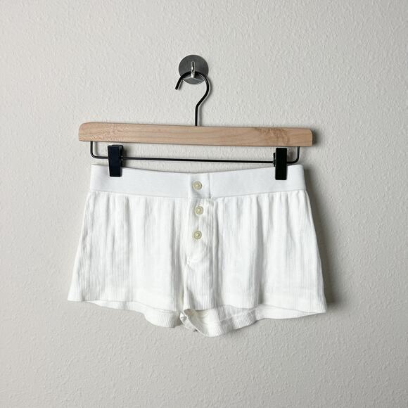 Brandy Melville Pants - brandy melville white ribbed boy shorts